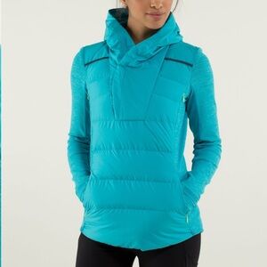 Lululemon Fluff Off Pullover Surge / Mini Check Pique Surge Heathered Surge 4